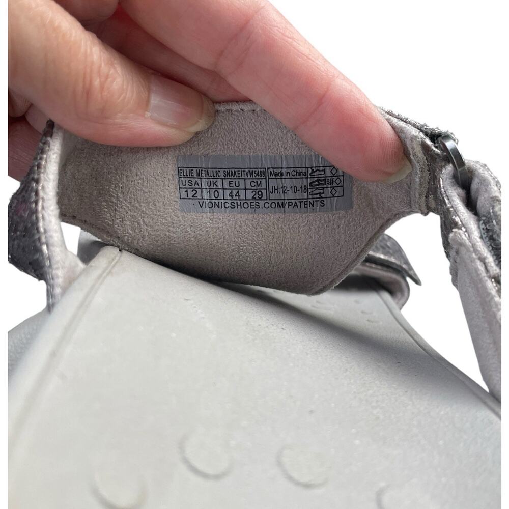 Vionic Pacific Ellie Metallic Snake Strap Silver Comfort Sandals Womens Size 12 - Picture 7 of 7